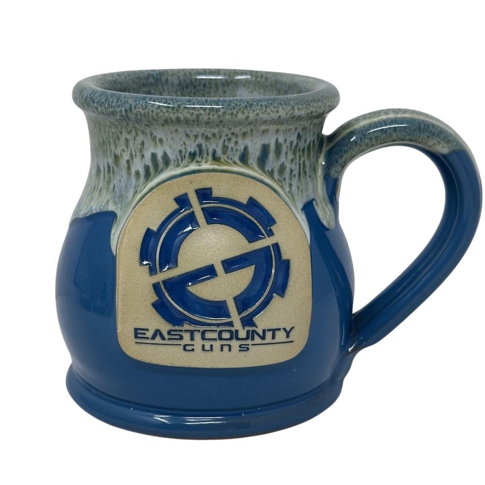 East County Guns Deneen Pottery 2020 Blue Drip Glaze Handmade Mug 12oz Cup